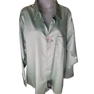 Geoffrey Beene Mens Shirt Long Sleeve Olive Green No Wrinkle NWT XL